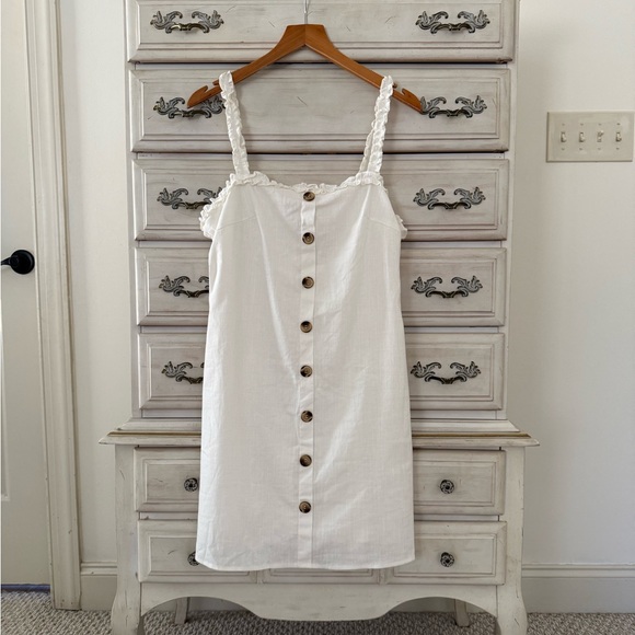 Vici White Cotton Button Dress - Picture 2 of 7